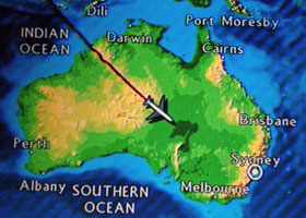 Air travel booking - Flight map Flight map on a plane