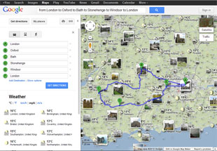 London round trip route map with annotations